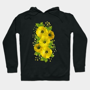 Watercolor Yellow Mallow Flowers Hoodie